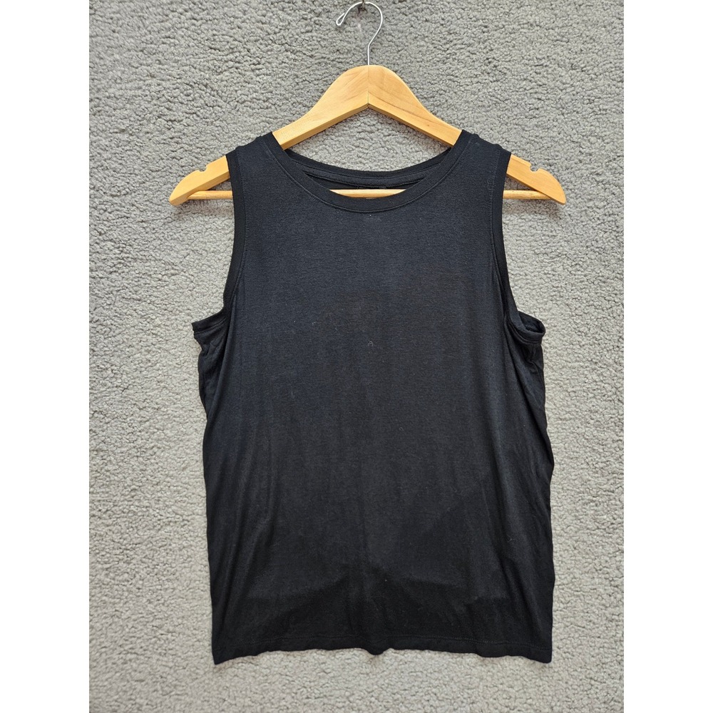 Halogen Tank Top M Black Knot Back Keyhole Sleeveless Crew Neck Minimalist Basic